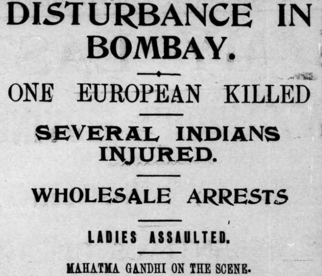 عنوان إحدى الصحف عن أعمال الشغب في بومباي