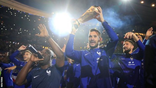 France parade their World Cup trophy at the Stade de France