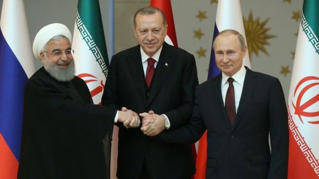 Hasan Rohaní, Recep Tayyip Erdogan y Donald Trump.