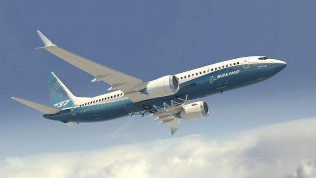 Ilustración de un avión Boeing 737 MAX 8