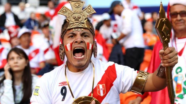 Foto de un seguidor peruano en el Mundial de fútbol de Rusia en 2018