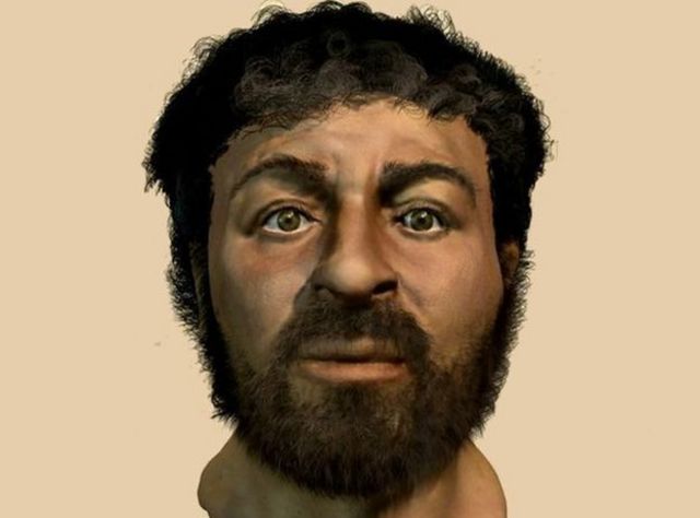 Ilustración hecha por la BBC del probable rostro de Jesús.