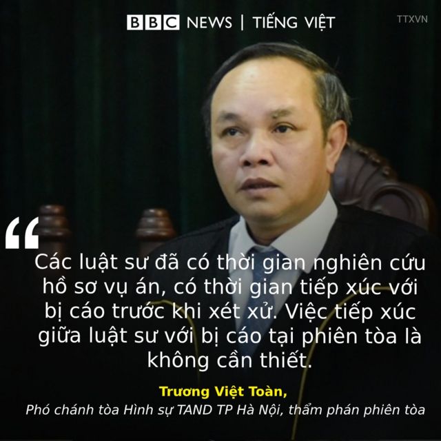 Thẩm phán phiên tòa Trương Việt Toàn trả lời khiếu nại của các luật sư về việc không được tiếp xúc với thân chủ.