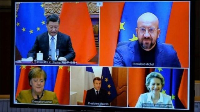 On December 30, 2020, Xi Jinping held a meeting with EU leaders, German Chancellor Merkel, and French President Macron through a video link. China and the EU jointly announced the completion of investment agreement negotiations.