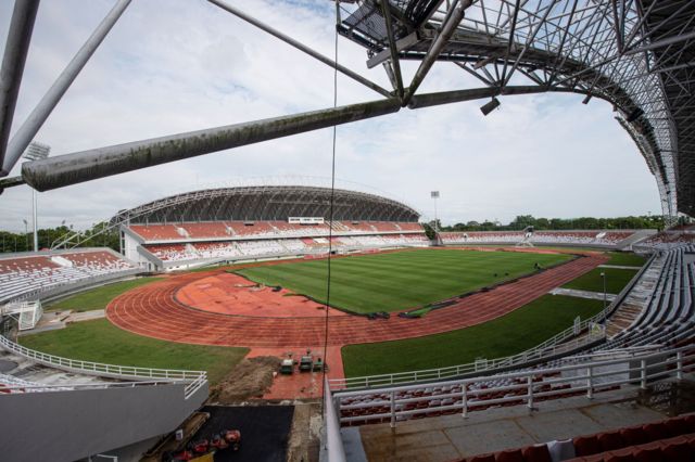 Stadion Gelora Sriwijaya Jakabaring (GSJ) yang rencananya diperuntukkan untuk venue Piala Dunia U-20 2023, Kamis (30/03). 