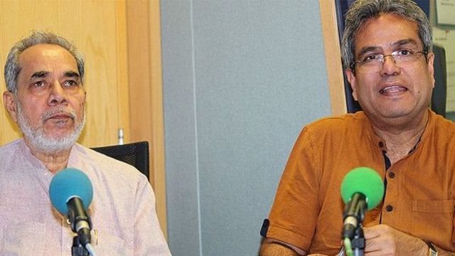 बीबीसी स्टूडियो में वरिष्ठ पत्रकार राम बहादुर राय के साथ रेहान फ़ज़ल.