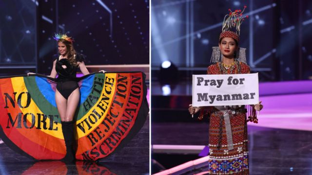 Miss Universe Uruguay Lola de los Santos and Miss Myanmar Thuzar Wint Lwin