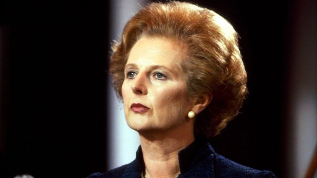 Margaret Thatcher looking stern