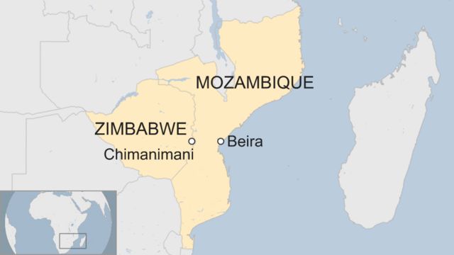 Zimbabwe Mozambique Border Map Cyclone Idai: Many Dead In Zimbabwe And Mozambique - Bbc News