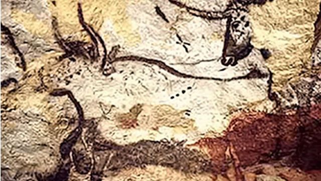 A cave painting in France, in which there are also dots and lines.