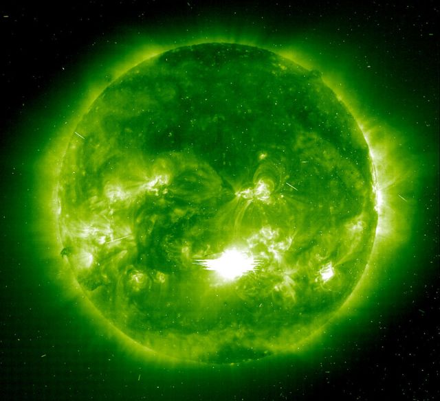 A solar flare captured by NASA in 2019.