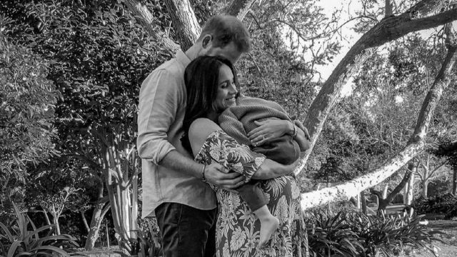 Prince Harry and Meghan, The Duke and Duchess of Sussex, pose with their son Archie