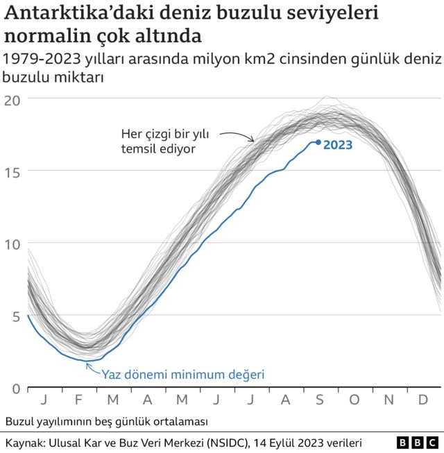 Antarktika'daki deniz buzulu seviyeleri