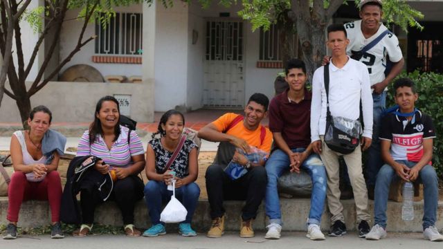 Grupo de migrantes venezuelanos