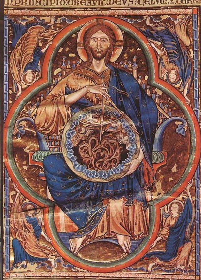 Ilustração bíblica do século 13 mostra Jesus Cristo com um compasso
