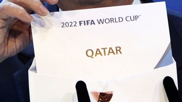 Cartão mostra o Catar como país-sede da Copa de 2022