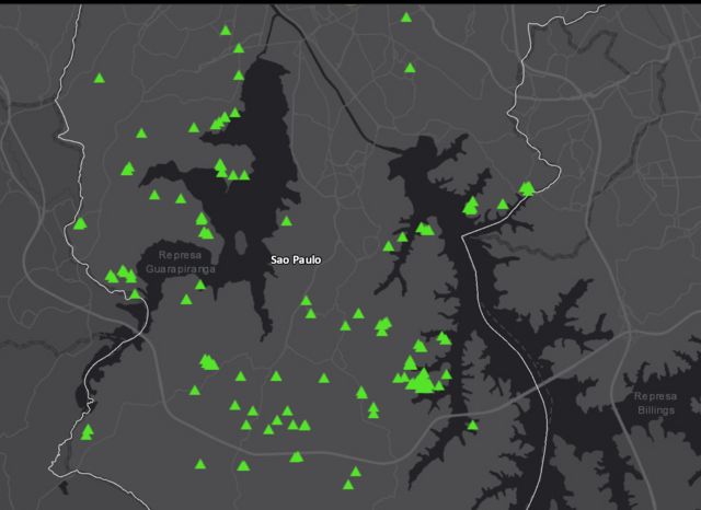 Mapa das regiões das represas Guarapiranga e Billings