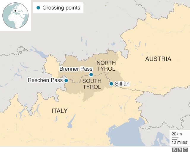 Coronavirus Italians Barred From Austria To Stop Spread BBC News    111211281 Austria Italy Borders Map640 