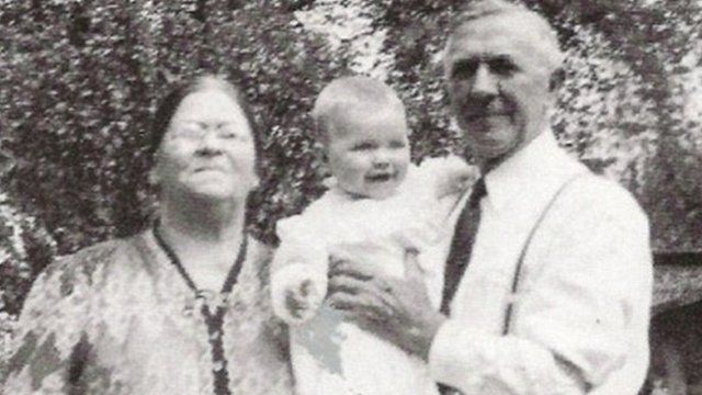 Hillary Clinton with her grandparents Hannah and Hugh Rodham.