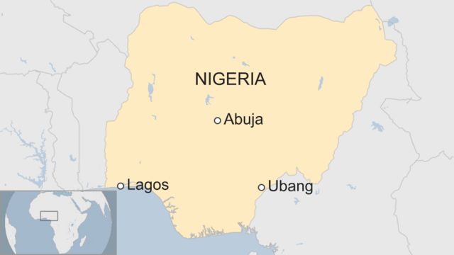 Map of Nigeria showing Ubang