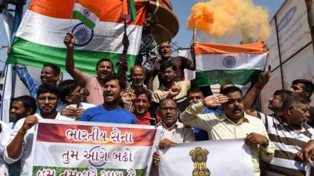 Indians celebrated on hearing news of the strikes
