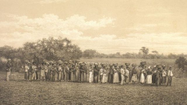 Pessoas escravizadas em fazenda no passado