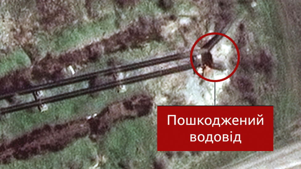 Супутникове фото труби водогону Дніпро - Миколаїв