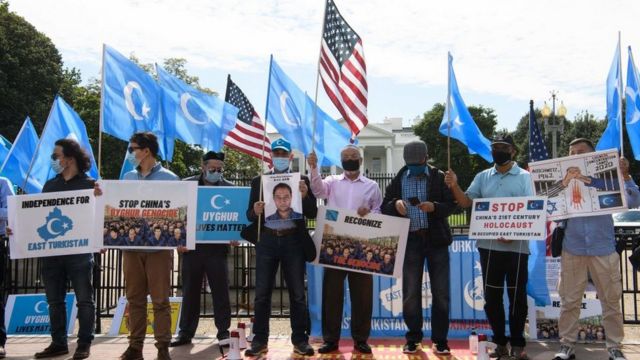 A demonstration outside the White House to highlight the treatment Uighur is receiving in China