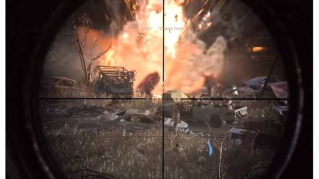 A scene from the Highway of Death mission in Call of Duty; Modern Warfare