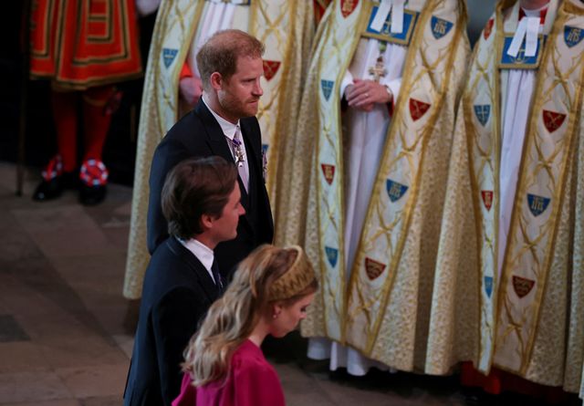 Prince Harry, Duke of Sussex, attends Britain's King Charles and Queen Camilla's coronation ceremony at Westminster Abbey