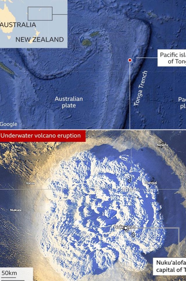 Tonga Volcano: Foto si Tonga apụtawala igosi ihe ebilimmiri na ọkụ ...