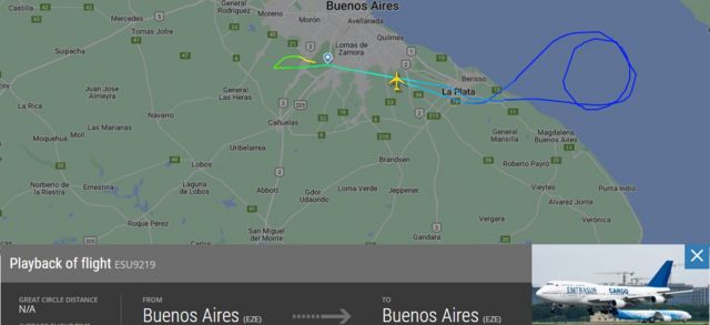 هواپیما در مسیر در مسیر کوردوبا - بوئنوس‌آیرس گیرنده‌های خود را خاموش می‌کند