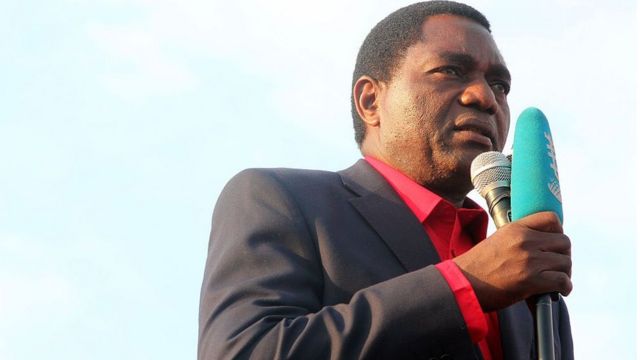 Hakainde Hichilema, lors de la campagne électorale d'août dernier.
