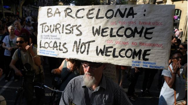 Protesta contra el turismo en Barcelona.