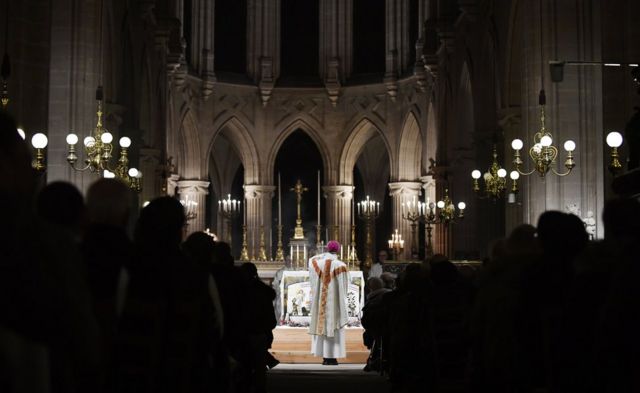 midnight mass for Christmas at the Saint Germain l"Auxerrois church in Paris, France, 25 December 2019