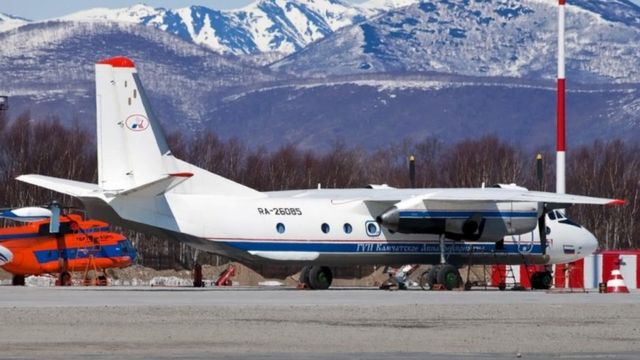 An An-26 plane at Petropavlovsk airport