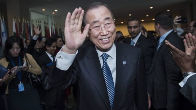 الأمين العام للأمم المتحدة السابق بان كي مون يودع زملائه