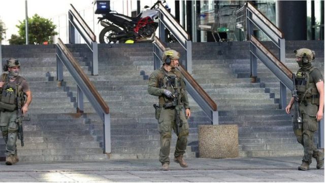 Danish police say the suspect in the shopping mall attack was arrested with a rifle and ammunition.