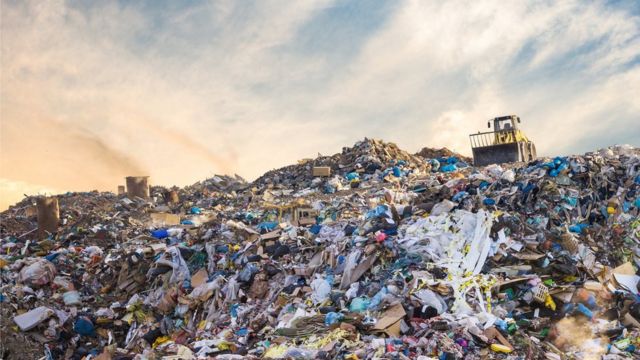 A landfill filled with plastic rubbish (stock photo)