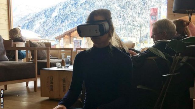 Laurenne Ross usando realidad virtual (Foto: US Ski & Snowboard)