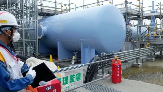 The facility for releasing the radioactive water treated by the Advanced Liquid Processing System (ALPS) into the sea is prepared at Tokyo Electric Power Company’s (TEPCO) Fukushima Daiichi Nuclear Power Plant on 21 July 2023