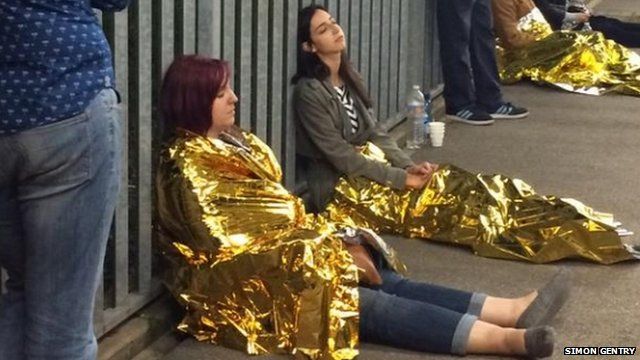 Passengers were given thermal foil blankets after their Eurostar train was stranded at Calais station