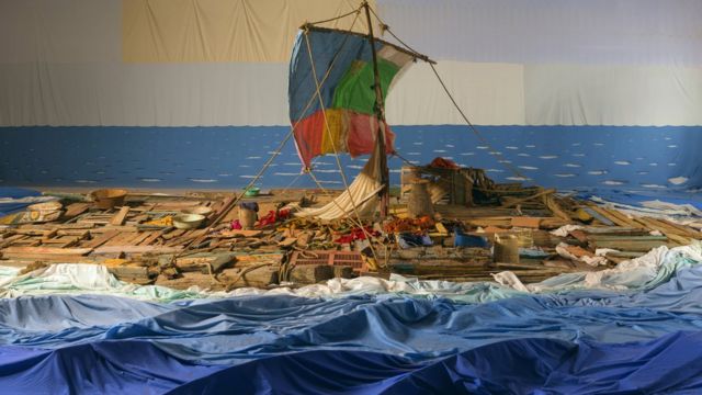 Hoton 'The Raft of the Medusa' kenan, yana nuna yadda jirgin ruwan ya lalace