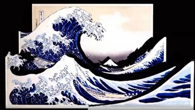dibujos de olas del mar para colorear  Coloriage Peinture japonaise  Vague dessin