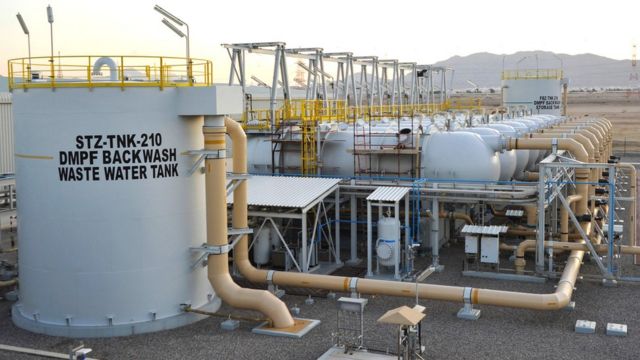 A view of a desalination plant in the Omani port city of Sur, south of the capital Muscat