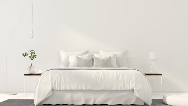 Dormitorio con decoración minimalista