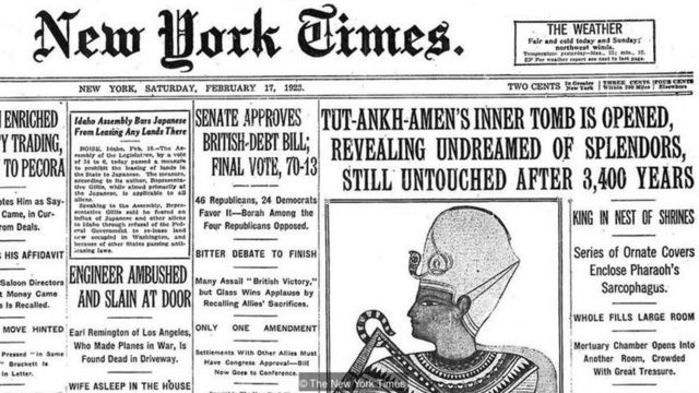New York Times'da Tutankamun mezarı haberi