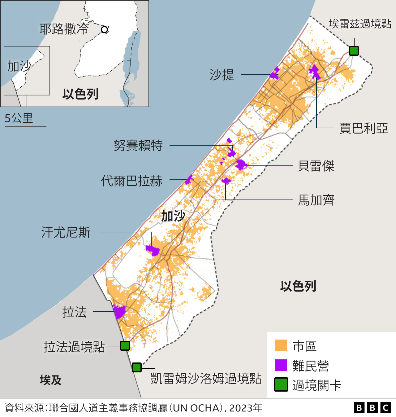 地图：加沙地带居民分布