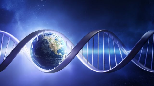 Ilustração coloca planeta Terra dentro de uma cadeia de DNA