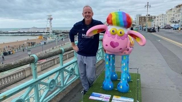 Norman Cook and Shaun the Sheep statue